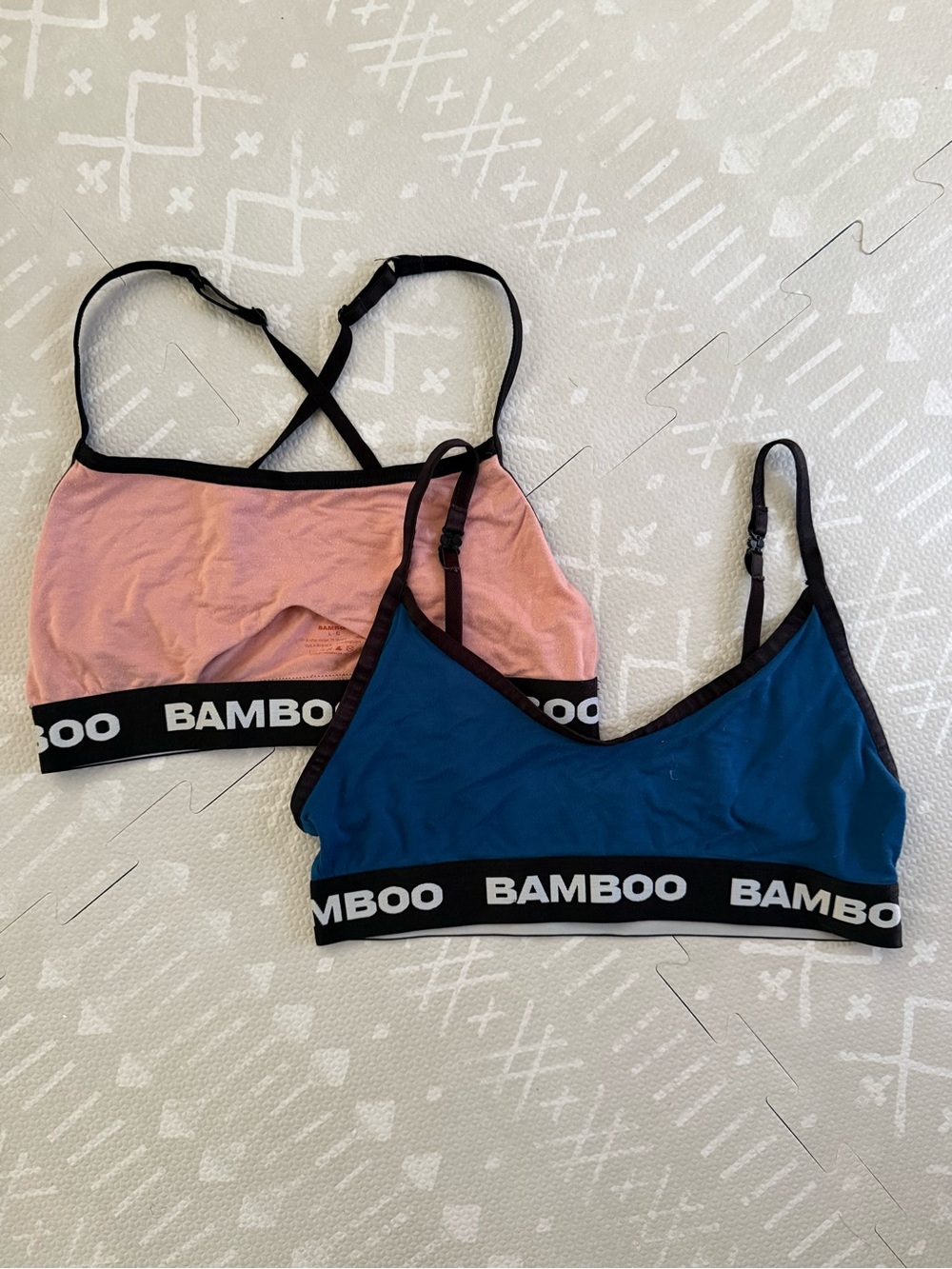 BAMBOO Two-Pack Lightweight Bralettes — Dusty Pink & Teal Blue